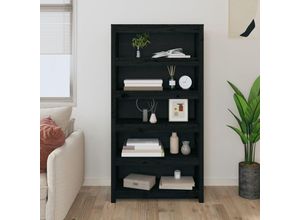 8720845556440 - Bonnevie - BücherregalStandregal Schwarz 80x35x154 cm Massivholz Kiefer vidaXL