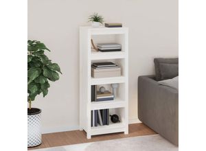 8720845556617 - Bonnevie - BücherregalStandregal Weiß 50x35x1255 cm Massivholz Kiefer vidaXL