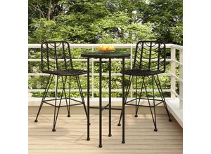 8720845557898 - 2er Set Barhocker，Barstuhl Schwarz 45x56x1035 cm PE-Rattan und Stahl vidaXL