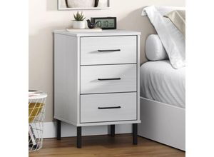 8720845577865 - Bonnevie - NachttischBeistelltisch oslo mit Metallbeinen Weiß Massivholz Kiefer vidaXL