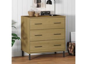 8720845577872 - Sideboard，Kommode OSLO mit 3 Schubladen Braun 77x40x795 cm Massivholz vidaXL