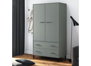8720845577971 - Bonnevie - KleiderschrankAufbewahrungsschrank oslo Metallbeine Grau 90x55x1725cm Massivholz vidaXL