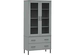 8720845578008 - Vidaxl - Bücherschrank oslo Metallbeine Grau 85x35x1725 cm Massivholz