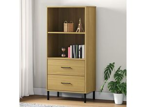 8720845578176 - Bonnevie - BücherregalStandregal oslo 2 Schubladen Braun 60x35x1285 cm Massivholz vidaXL