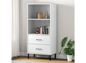 8720845578190 - Bonnevie - BücherregalStandregal oslo mit 2 Schubladen Weiß 60x35x1285cm Massivholz vidaXL
