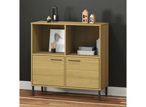 8720845578237 - Bonnevie - BücherregalStandregal oslo mit Metallbeinen Braun 90x35x905cm Massivholz vidaXL