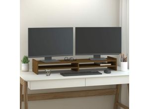 8720845580100 - Monitorständer Honigbraun 100x27x15 cm Massivholz Kiefer vidaXL - Braun