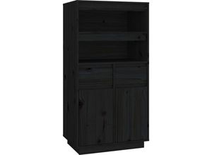 8720845581817 - Vidaxl - Highboard Schwarz 60x40x1165 cm Massivholz Kiefer Schwarz