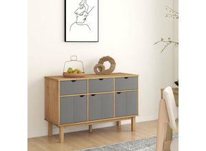 8720845602031 - Bonnevie - SideboardKommode otta Braun&Grau 114x43x735 cm Massivholz Kiefer vidaXL