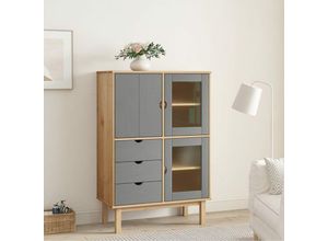 8720845602123 - Bonnevie - Highboard otta Braun&Grau 85x43x125 cm Massivholz Kiefer vidaXL69639