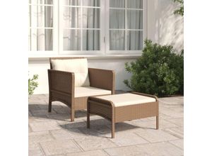 8720845638849 - Bonnevie - 2-tlg Garten-Lounge-SetGartenmöbel-Set mit Kissen Braun Poly Rattan vidaXL