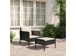 8720845638856 - Bonnevie - 2-tlg Garten-Lounge-SetGartenmöbel-Set mit Kissen Schwarz Poly Rattan vidaXL