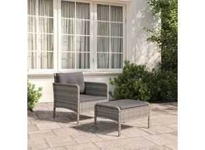 8720845638863 - Bonnevie - 2-tlg Garten-Lounge-SetGartenmöbel-Set mit Kissen Grau Poly Rattan vidaXL