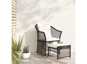 8720845638948 - Bonnevie - 2-tlg Garten-Lounge-SetGartenmöbel-Set mit Kissen Schwarz Poly Rattan vidaXL