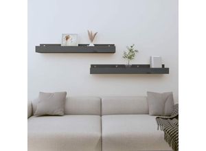 8720845641160 - Bonnevie - Wandregale 2 Stk Wandboard Grau 80x12x9 cm Massivholz Kiefer vidaXL