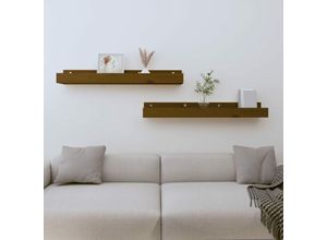 8720845641177 - Bonnevie - Wandregale 2 Stk Wandboard Honigbraun 80x12x9 cm Massivholz Kiefer vidaXL