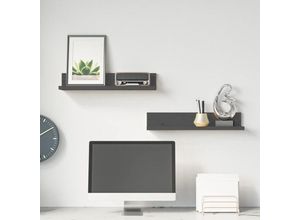 8720845641269 - Bonnevie - Wandregale 2 Stk Wandboard Grau 50x11x9 cm Massivholz Kiefer vidaXL