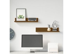 8720845641276 - Bonnevie - Wandregale 2 Stk Wandboard Honigbraun 50x11x9 cm Massivholz Kiefer vidaXL