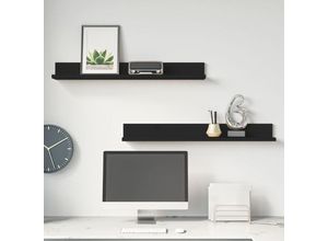 8720845641337 - Bonnevie - Wandregale 2 Stk Wandboard Schwarz 80x11x9 cm Massivholz Kiefer vidaXL