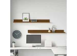 8720845641375 - Bonnevie - Wandregale 2 Stk Wandboard Honigbraun 110x11x9 cm Massivholz Kiefer vidaXL