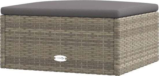 8720845648459 - vidaXL - Gartenhocker - mit - Kissen - Poly - Rattan - grau