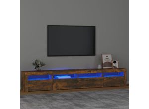 8720845648756 - Bonnevie - TV-SchrankTV-Möbel mit LED-Leuchten Räuchereiche 240x35x40 cm vidaXL