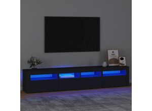 8720845648794 - Bonnevie - TV-SchrankTV-Möbel mit LED-Leuchten Schwarz 210x35x40 cm vidaXL