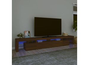 8720845649333 - Bonnevie - TV-SchrankTV-Möbel mit LED-Leuchten Braun Eichen-Optik 260x365x40 cm vidaXL