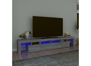 8720845649401 - Bonnevie - TV-SchrankTV-Möbel mit LED-Leuchten Grau Sonoma 230x365x40 cm vidaXL