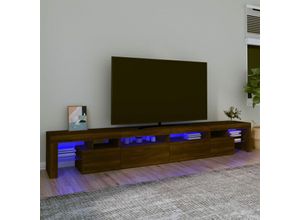 8720845649739 - Bonnevie - TV-SchrankTV-Möbel mit LED-Leuchten Braun Eichen-Optik 260x365x40 cm vidaXL