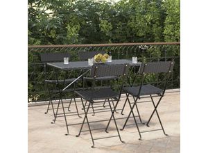 8720845666071 - Bonnevie - Bistrostühle 4 Stk Klappbar Schwarz Poly Rattan und Stahl vidaXL120550