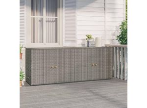 8720845670320 - Bonnevie - Gartenschrank Grau 198x555x80 cm Poly Rattan vidaXL579268