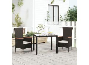 8720845670887 - Bonnevie - Gartenstühle mit Kissen 2 Stk Gartensessel Poly Rattan Schwarz vidaXL