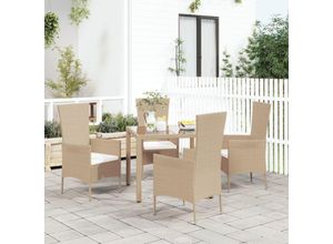 8720845670962 - Bonnevie - Gartenstühle mit Kissen 4 Stk Gartensessel Poly Rattan Beige vidaXL