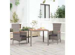 8720845671129 - Bonnevie - GartentischTerrassentisch mit Holzplatte Grau Poly Rattan & Massivholz Akazie vidaXL