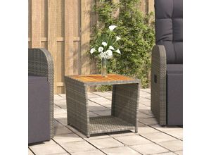 8720845671228 - Bonnevie - BeistelltischKaffeetisch mit Holzplatte Grau Poly Rattan & Akazienholz vidaXL