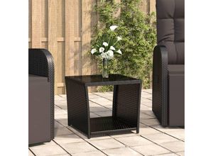 8720845671235 - Bonnevie - BeistelltischKaffeetisch mit Glasplatte Schwarz Poly Rattan & Hartglas vidaXL