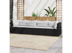 8720845672362 - Bonnevie - 4-tlg Garten-Lounge-SetGartenmöbel-Set mit Kissen Schwarz Poly Rattan vidaXL