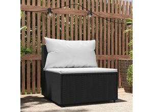 8720845672379 - Bonnevie - Garten-Mittelsofa mit KissenGartensofa Schwarz Poly Rattan vidaXL