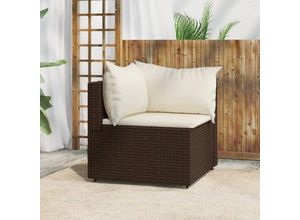 8720845672454 - Bonnevie - Garten-Ecksofa mit Kissen Braun Poly Rattan vidaXL920147