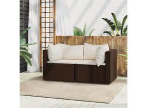 8720845672461 - Bonnevie - Garten-Ecksofas mit Kissen 2 Stk Braun Poly Rattan vidaXL321598