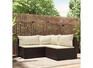 8720845672485 - Bonnevie - 3-tlg Garten-Lounge-SetGartenmöbel-Set mit Kissen Braun Poly Rattan vidaXL