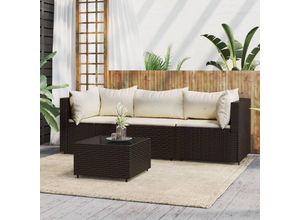 8720845672515 - Bonnevie - 4-tlg Garten-Lounge-SetGartenmöbel-Set mit Kissen Braun Poly Rattan vidaXL