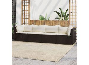 8720845672522 - Bonnevie - 4-tlg Garten-Lounge-SetGartenmöbel-Set mit Kissen Braun Poly Rattan vidaXL