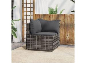 8720845672614 - Bonnevie - Garten-Ecksofa mit Kissen Grau Poly Rattan vidaXL759214