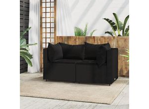 8720845672782 - Bonnevie - Garten-Ecksofas mit Kissen 2 Stk Schwarz Poly Rattan vidaXL291142