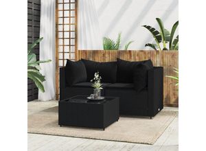 8720845672799 - Bonnevie - 3-tlg Garten-Lounge-SetGartenmöbel-Set mit Kissen Schwarz Poly Rattan vidaXL