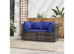 8720845673420 - Bonnevie - Garten-Ecksofas mit Kissen 2 Stk Grau Poly Rattan vidaXL356996