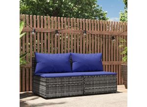 8720845673505 - Bonnevie - 2 Stk Garten-Mittelsofas mit KissenGartensofa Grau Poly Rattan vidaXL