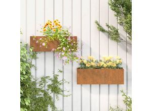 8720845673727 - Bonnevie - Wand-PflanzkübelBlumenkasten 2 Stk Rostig Cortenstahl 53x10x17 cm vidaXL